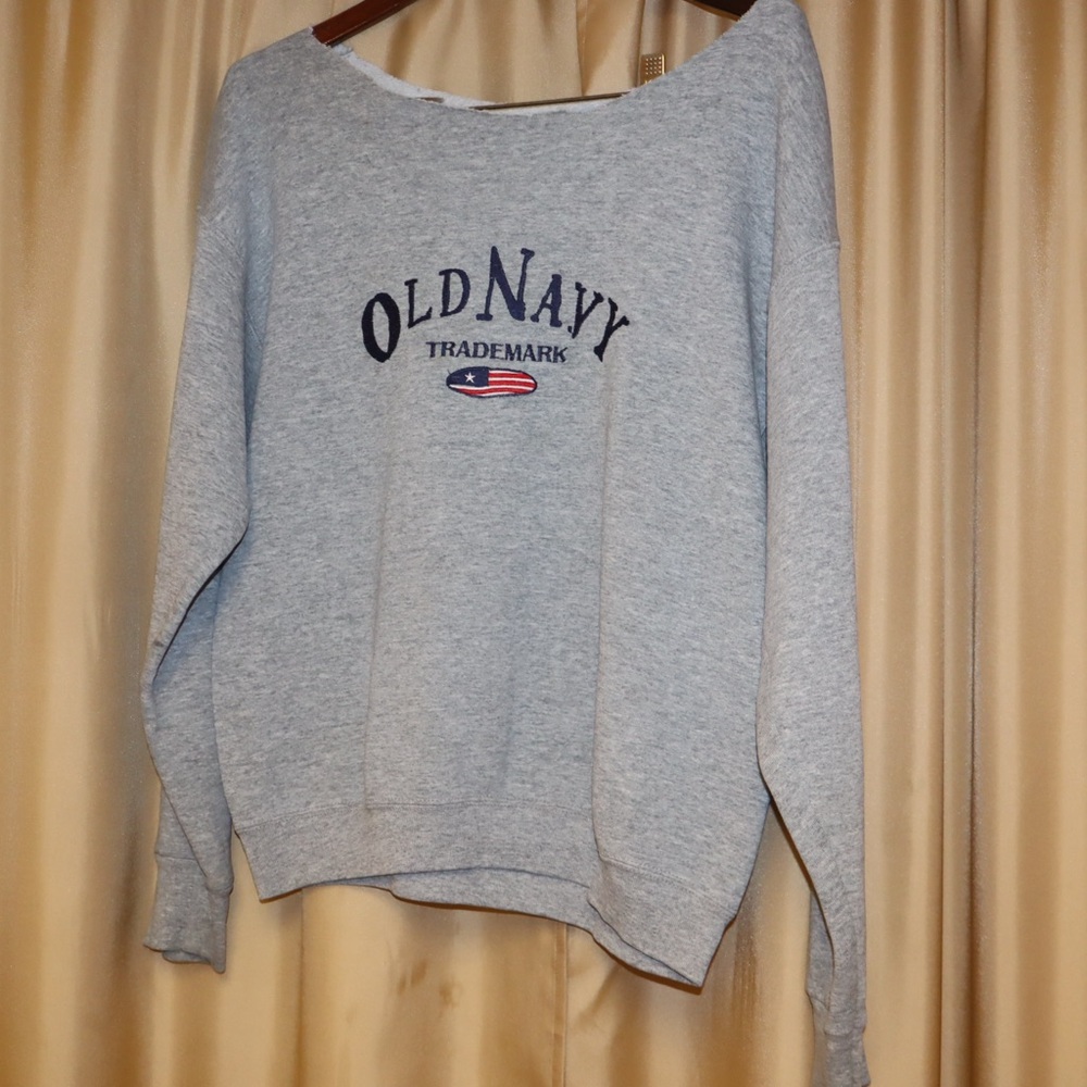 Old Navy crewneck, off the shoulder neckline